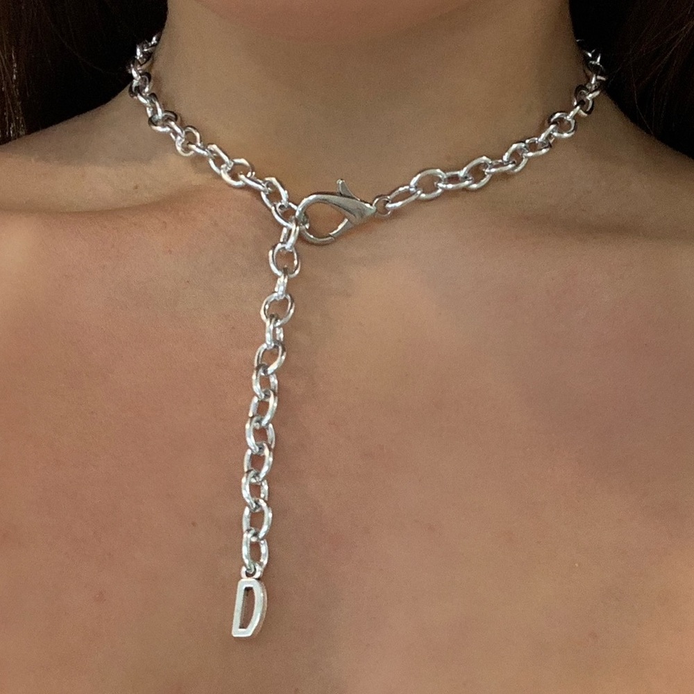 Silver Chain Initial Necklace